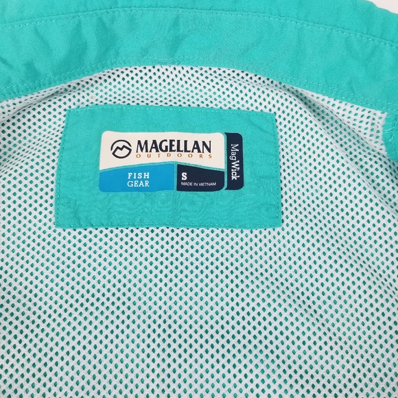 Sportswear Button Down Shirt Men Size S Fish Gear Outdoor Magellan Turquoise - Picture 5 of 12